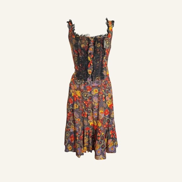 Dolce&Gabbana Dresses & Skirts - D&G Dolce Gabbana floral corset dress lace overlay vintage designer belt y2k